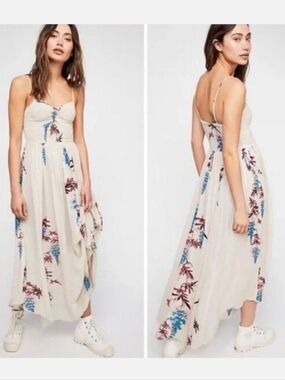 Free People Beau Floral Print Smocked Maxi Dress Size Large
